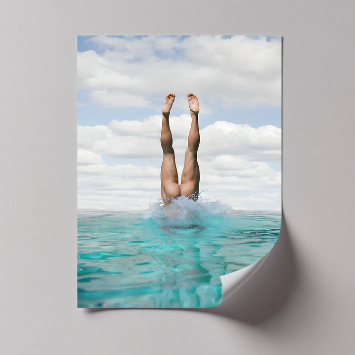 Splash Elegance – Nude Dive into Turquoise Waters Canvas Print - MyPhotoStation