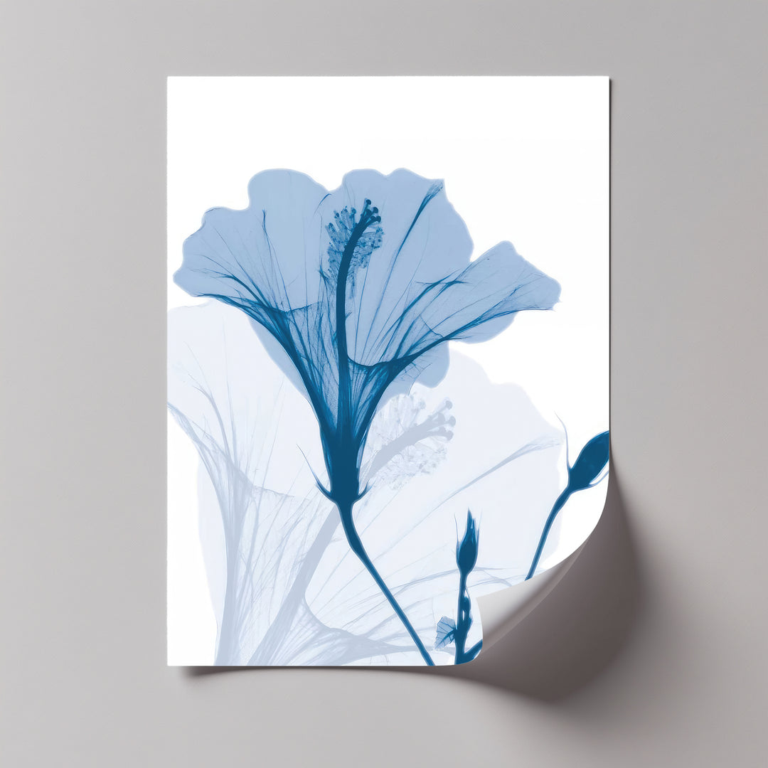 Winterliche Ruhe – Japanische Frau im blauen Kimono, Leinwanddruck | Gerahmtes Kunstwerk