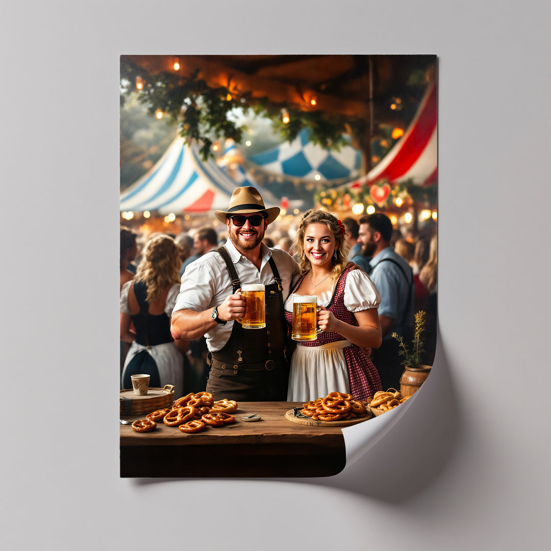 Bavarian Spirit – Oktoberfest Beer and Pretzel Canvas Wall Art | Canvas Art