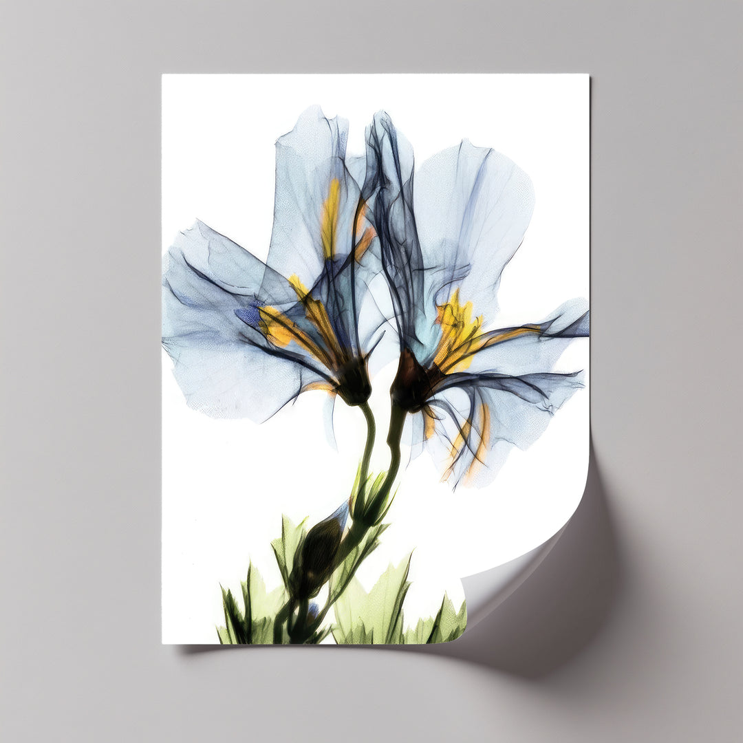 Winterliche Ruhe – Japanische Frau im blauen Kimono, Leinwanddruck | Gerahmtes Kunstwerk