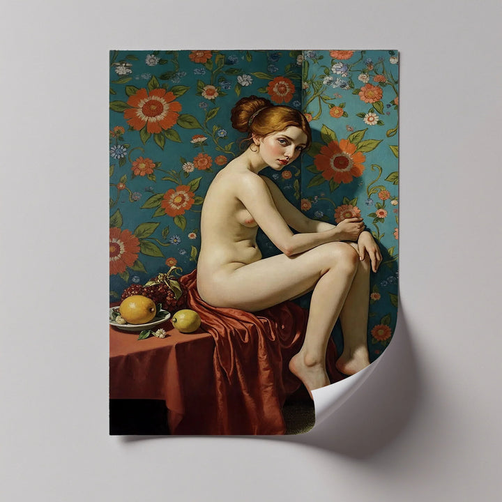 Floral Reverie – Seated Nude with Vintage Erotic Canvas Print - MyPhotoStation