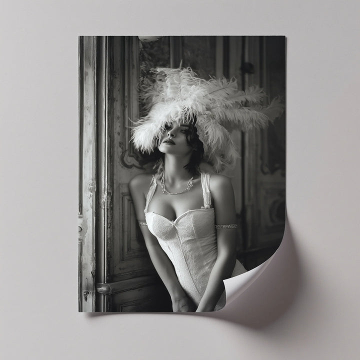 Feathered Elegance – Vintage-Inspired Female Portrait Canvas Print - MyPhotoStation