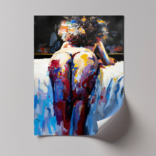 Focal point highlights the vibrant hues of this Colorfall Desire abstract female form hanging canvas, creating a stunning, bold print.
