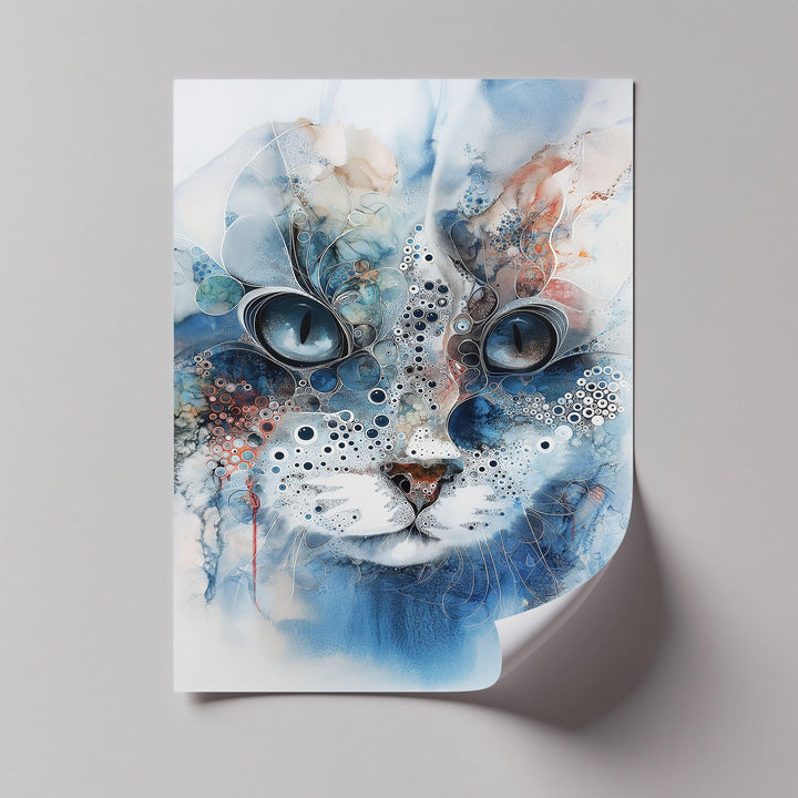 Mystic Whiskers – Abstract Blue Cat Portrait Blue Canvas Prints - MyPhotoStation