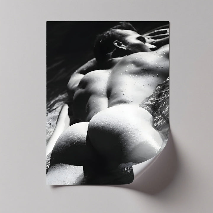 Aqua Poise – Male Form in Monochrome Motion Nude Canvas Print - MyPhotoStation