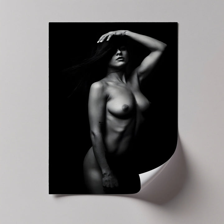 Veil of Shadow – Black and White Female Portrait Canvas Print - MyPhotoStation