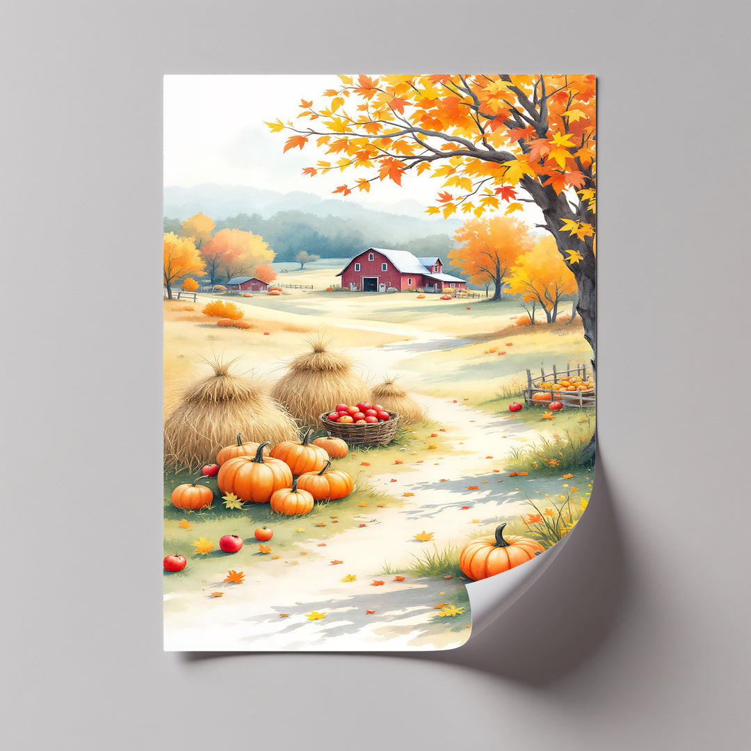 Harvest Barn – Autumn Farmhouse Pumpkin Canvas Wall Art | Canvas Artwork
