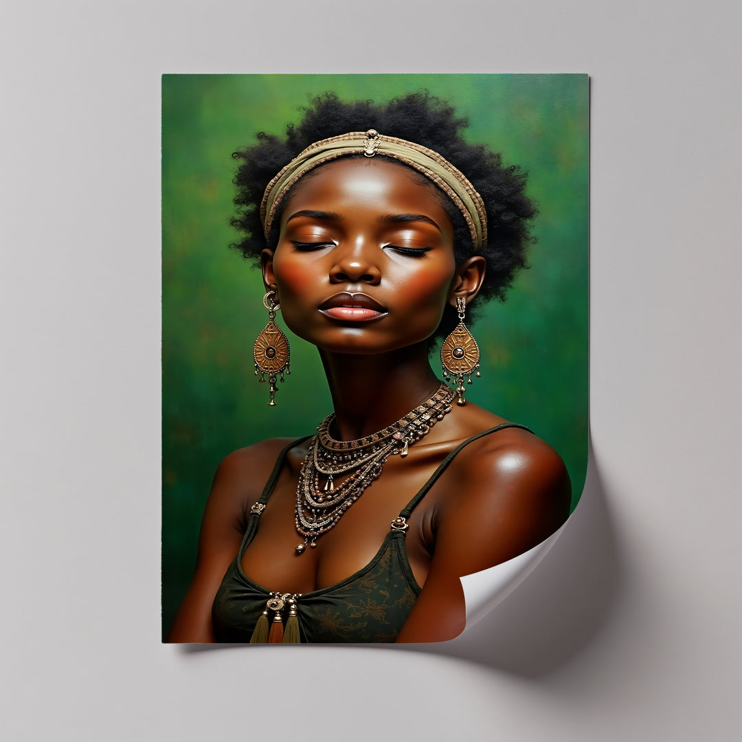 Graceful Serenity – African Woman Portrait Canvas Wall Art | Framed Art