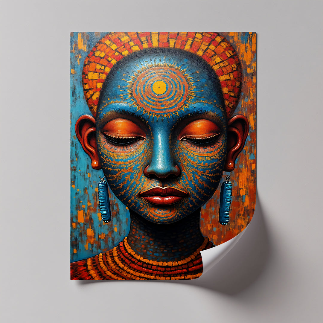 Sacred African Goddess Portrait – Tribal Ethnic Canvas Wall Art | Framed Canvas