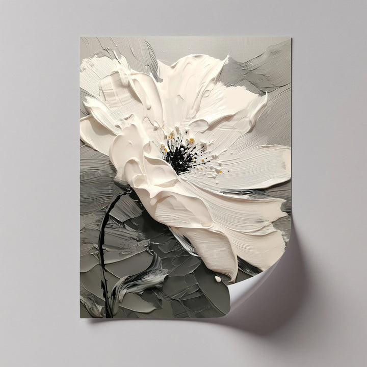 White Bloom in Monochrome – Textured Floral Canvas Print - MyPhotoStation