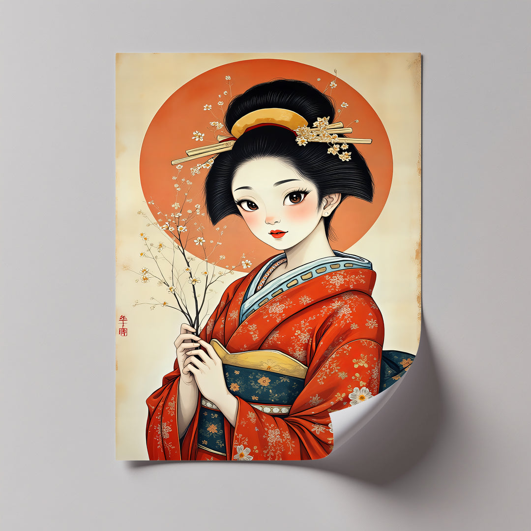 Radiant Elegance – Japanese Geisha Kimono Canvas Print | Canvas Art