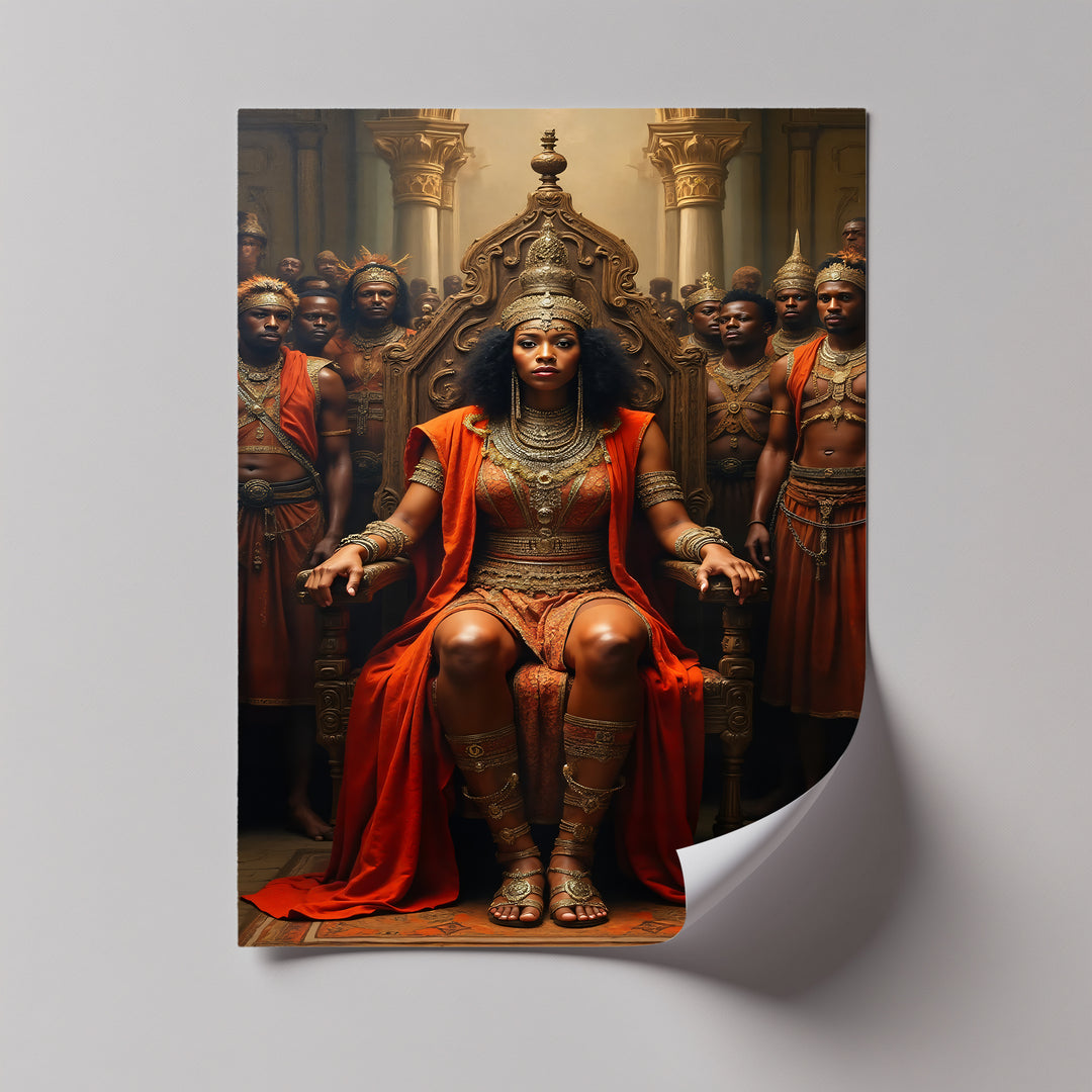 African Queen Canvas Wall Art – Regal Tribal Royalty Painting | Framed Art