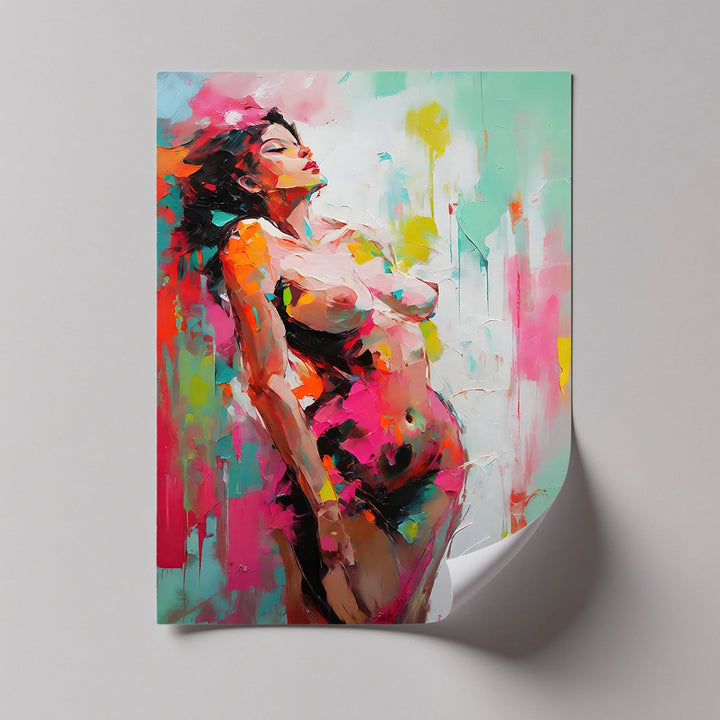 Radiant Surrender – Bold Expressionist Nude Canvas Print - MyPhotoStation