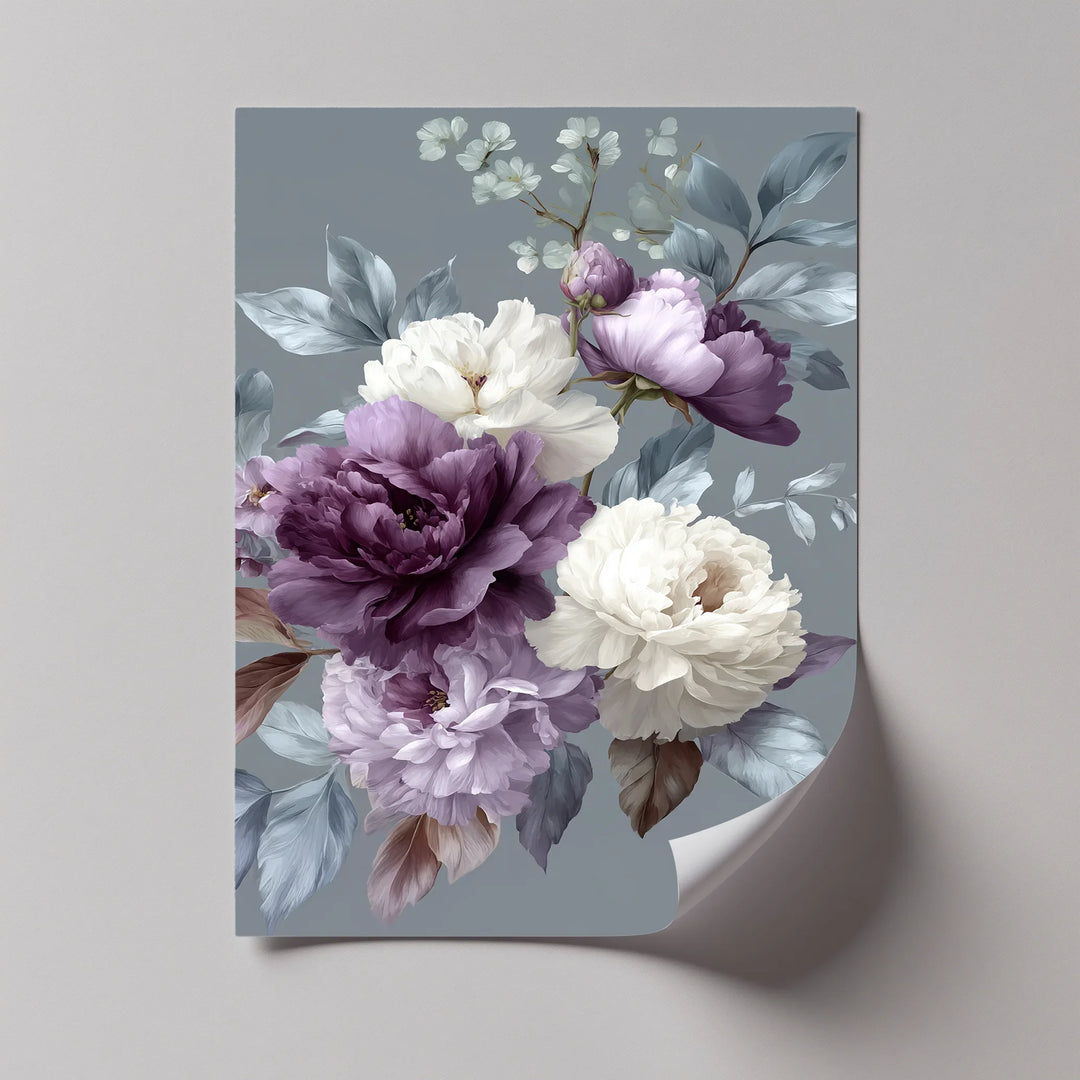 Plum Garden Harmony – Elegant Purple and Ivory Floral Canvas Print - MyPhotoStation