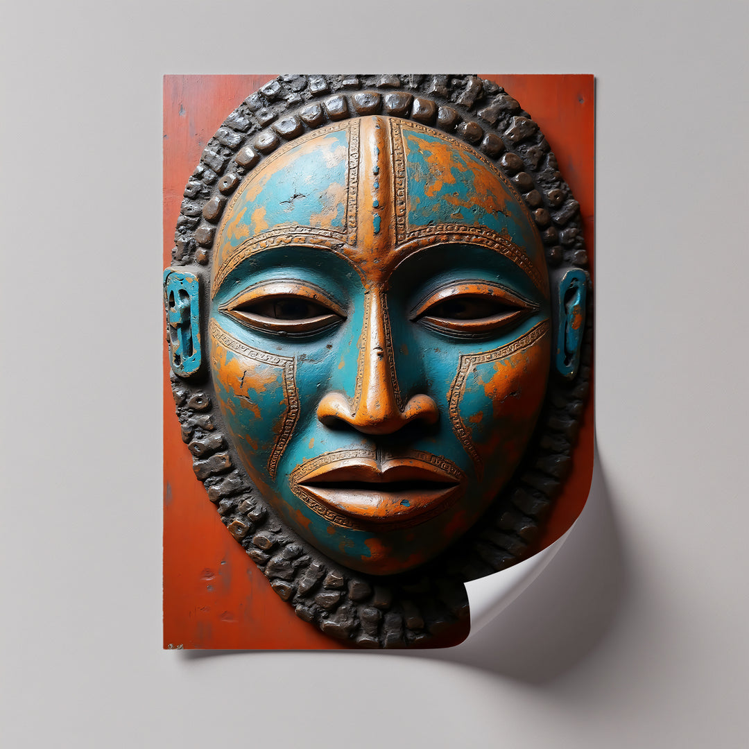 Tribal Guardian – African Mask Canvas Wall Art | Large Framed Wall Art