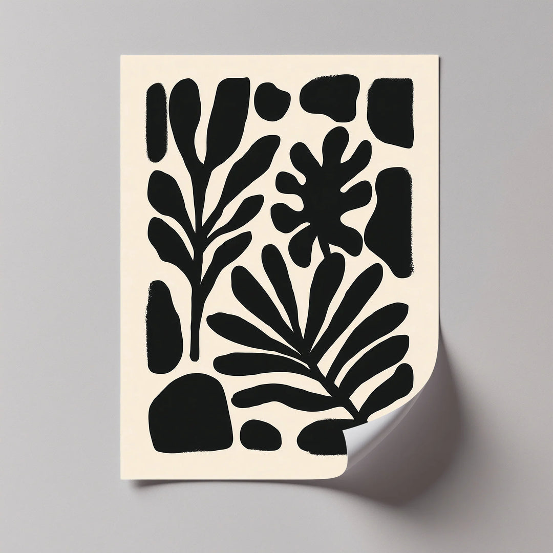 Modern Botanical Silhouettes – Minimalist Black and Beige Canvas Print - MyPhotoStation