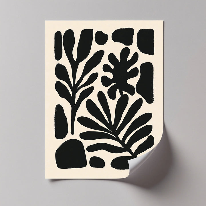 Modern Botanical Silhouettes – Minimalist Black and Beige Canvas Print - MyPhotoStation