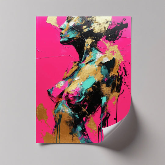 Gallery-worthy finish showcases a bold abstract female figure on this electric muse canvas print, adding artistic flair to your canvas wall decor.