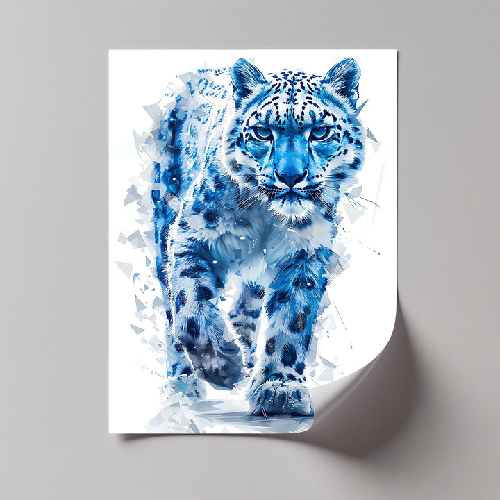 Frostborn Majesty – Blue Snow Leopard in Shattered Ice Style Canvas Prints - MyPhotoStation
