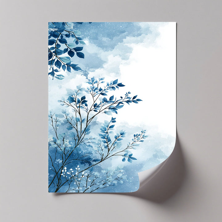 Indigo Breeze Botanical – Watercolor Leaf Design Blue Canvas Prints - MyPhotoStation