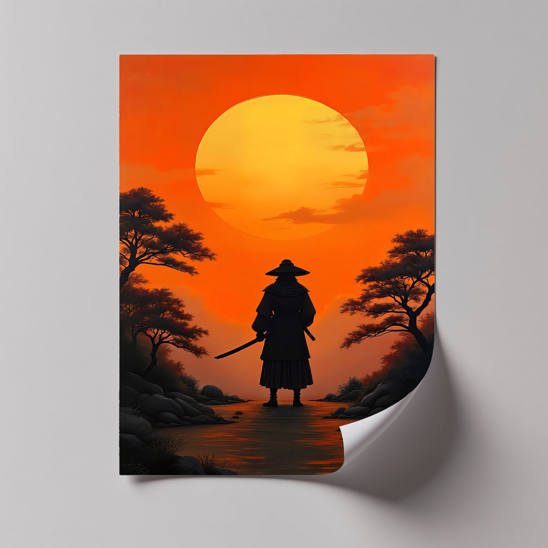 Samurai Sunset – Japanese Warrior Canvas Wall Art | Biggest Canvas