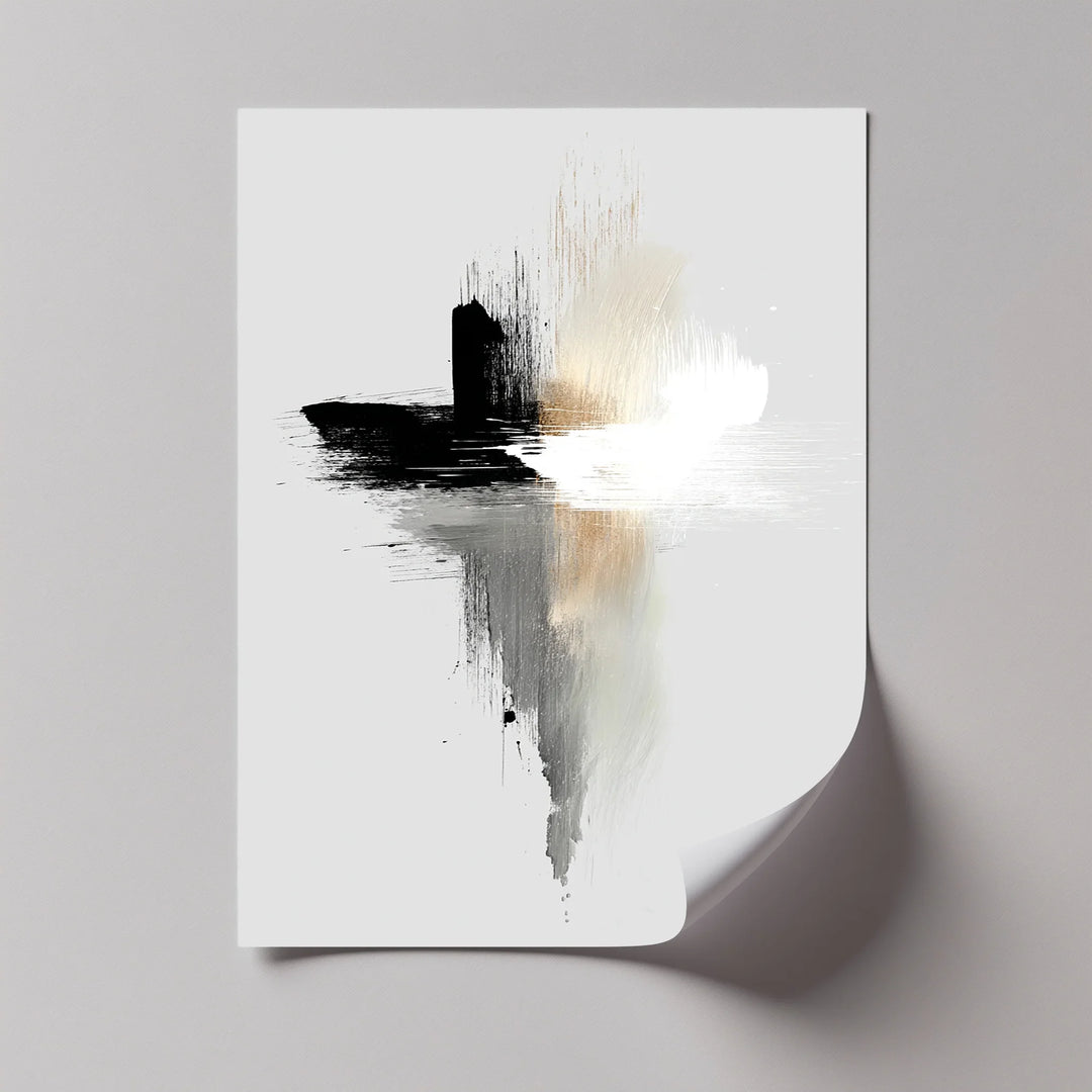 Echo of Stillness – Minimalist Black and White Brushstroke Canvas Print - MyPhotoStation