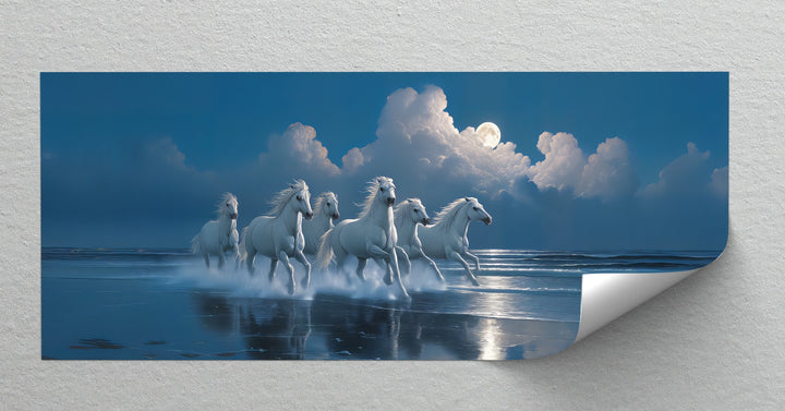 White Horses Racing Under a Full Moon - Horse Canvas Print