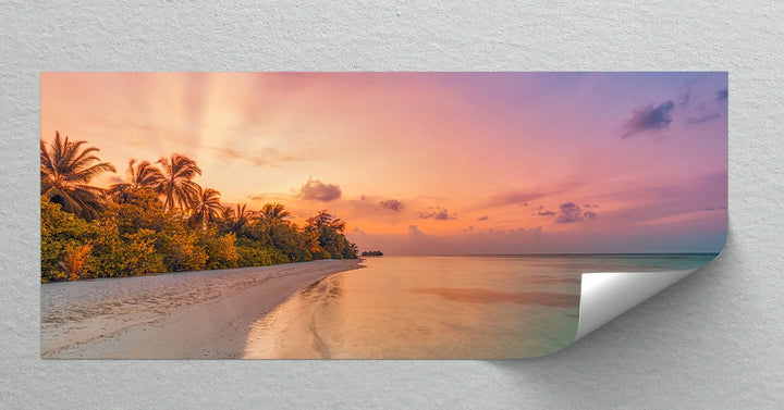 Pink Sky Beach Scene - Landscape Canvas Print