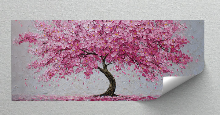 Textured Blossoms – Pink Flowering Tree Canvas Print