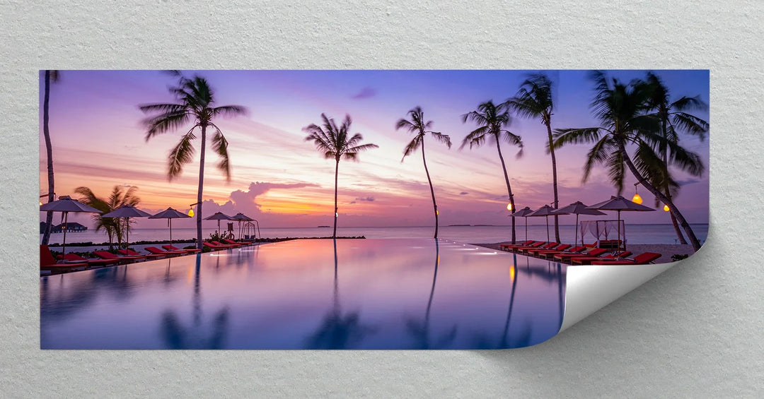 Sunset Over Infinity Pool - Landscape Canvas Print