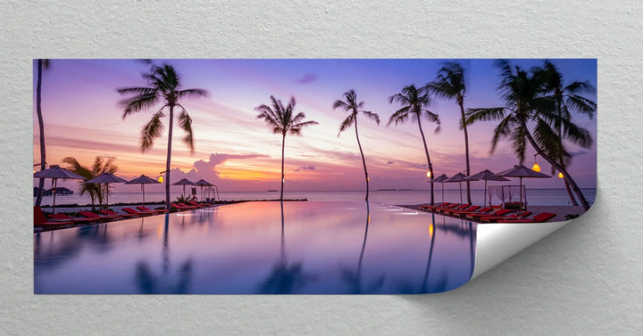 Sunset Over Infinity Pool - Landscape Canvas Print