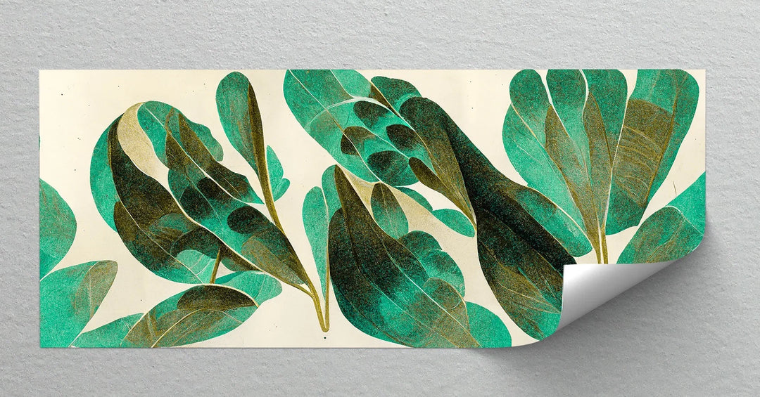 Tropical Motion – Teal and Olive Leaf Abstract Canvas Print - MyPhotoStation