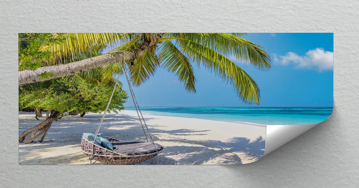 Hammock on a White Sand Beach - Landscape Canvas Print