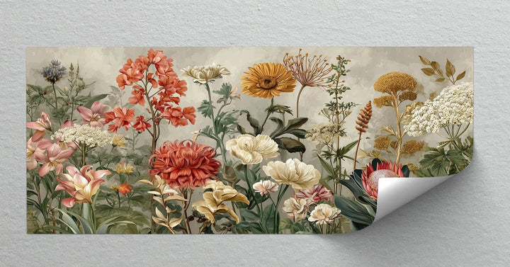 Colorful flower canvas print perfect for farmhouse cottagecore or boho interiors

