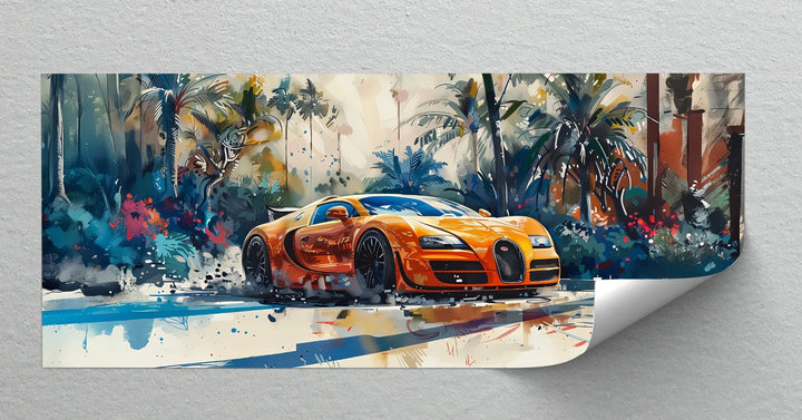 Tropical Pursuit – Orange Hypercar Jungle Escape Car Canvas Print