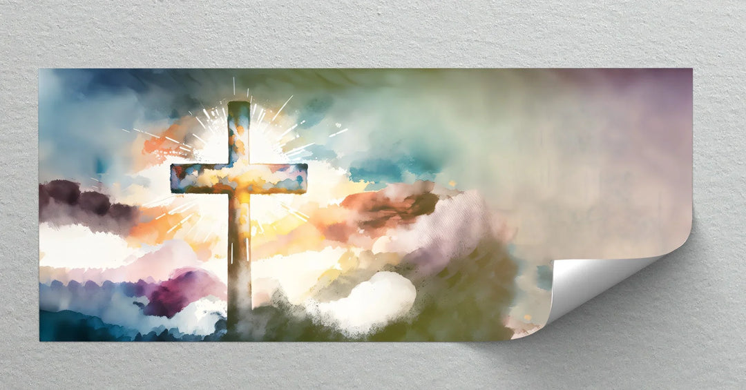 Radiant Cross – Watercolor Christian Canvas Print