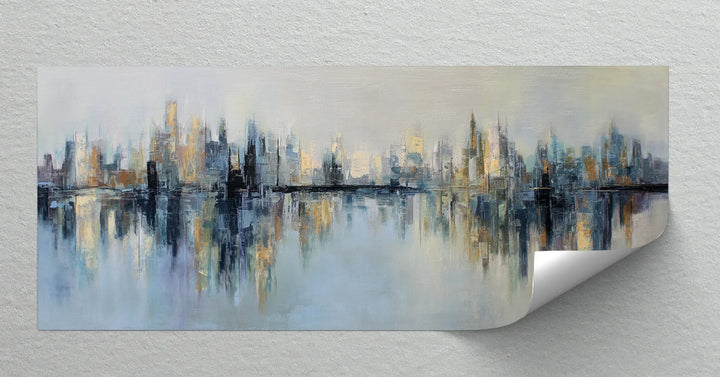 Urban Reflections – Abstract Cityscape with Soft Skyline Tones Canvas Print - MyPhotoStation