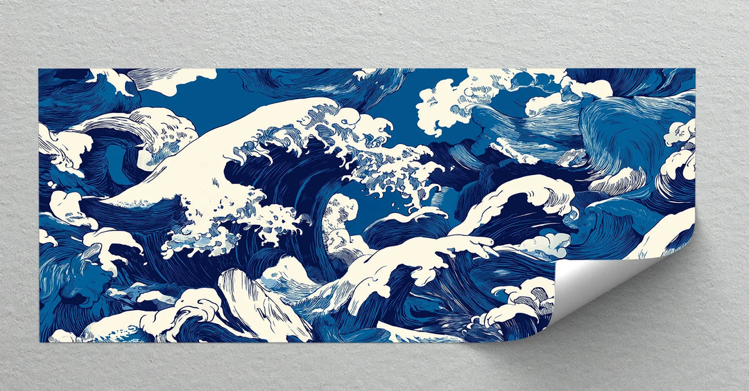 Turbulent Indigo Waves – Japanese-Inspired Ocean Canvas Print - MyPhotoStation