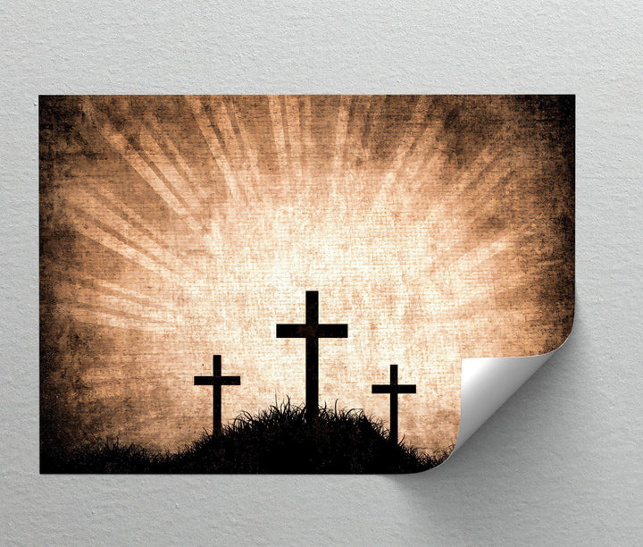 Three Crosses at Calvary – Rustic Faith Canvas Print