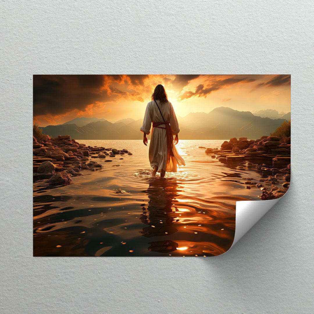 Divine path at golden hour – religious sunset canvas art.

