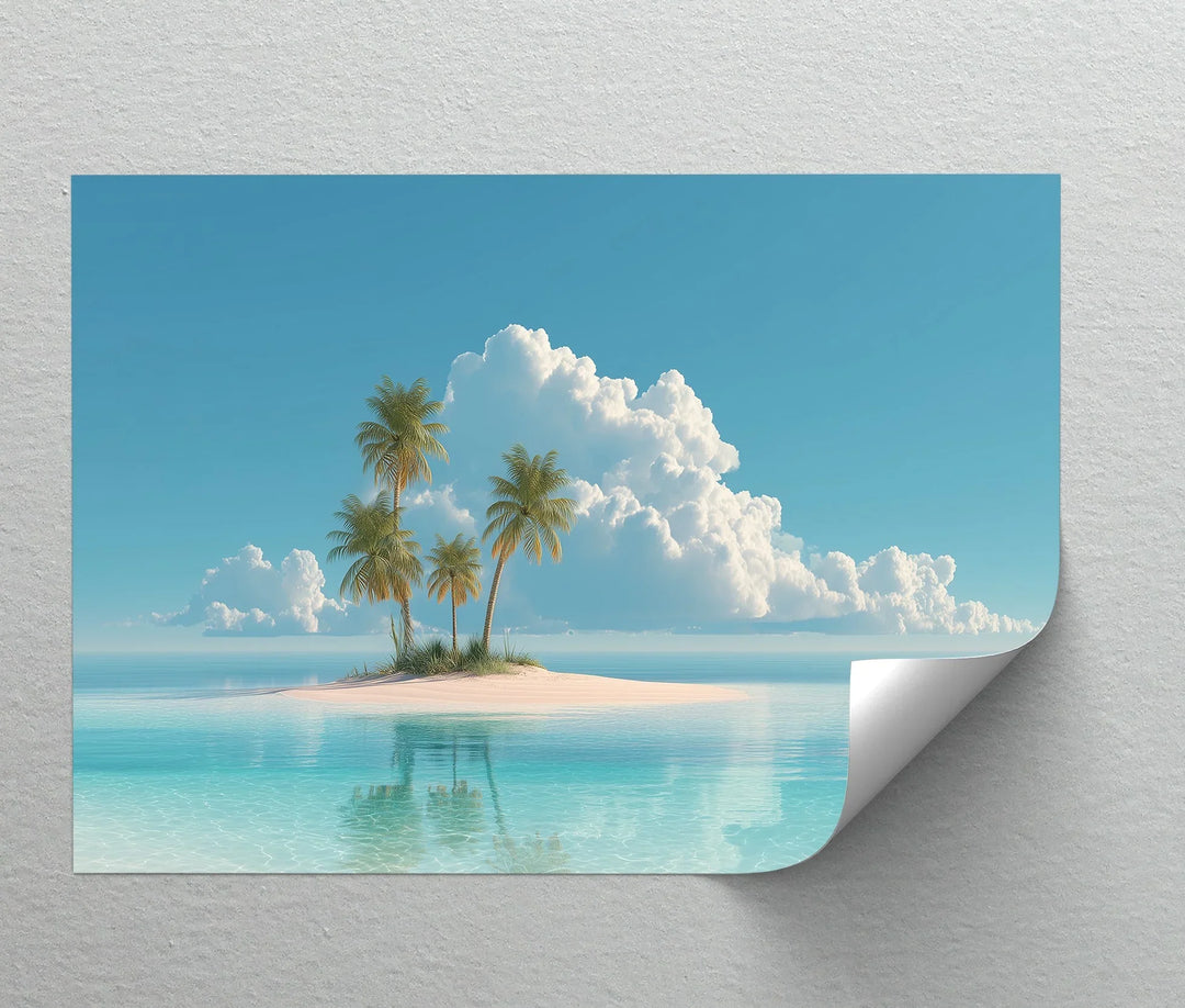 Tropical Island Paradise – Minimalist Palm Beach Canvas Print - MyPhotoStation