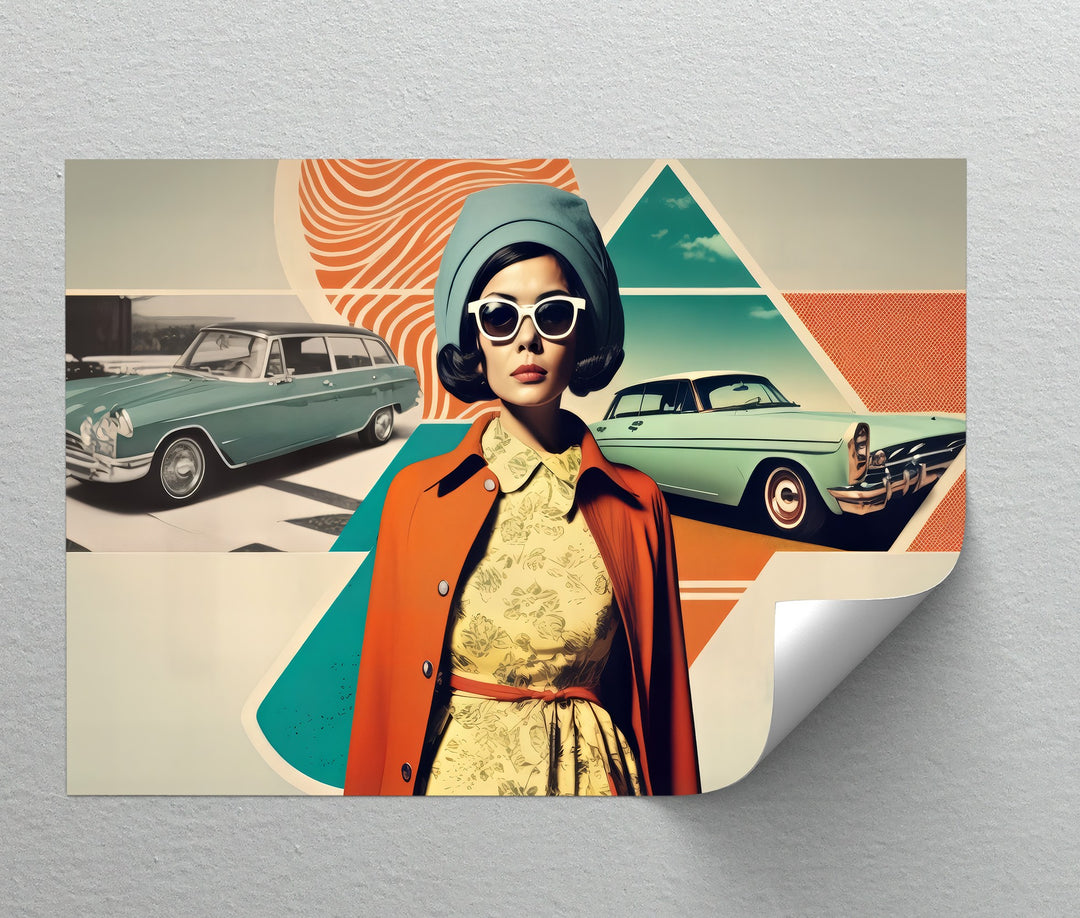 Retro Glamour Drive – Vintage Fashion & Classic Car Canvas Print
