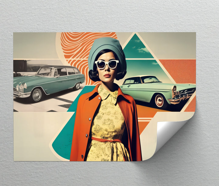 Retro Glamour Drive – Vintage Fashion & Classic Car Canvas Print