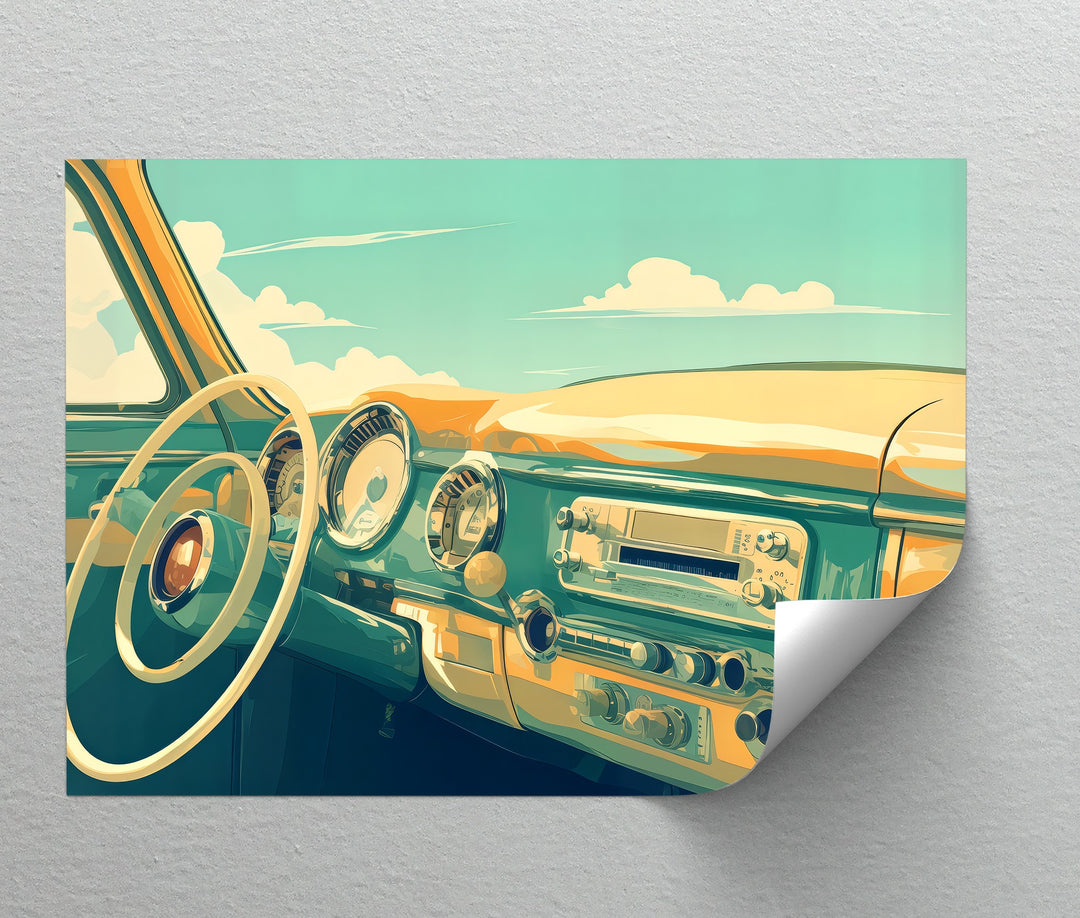 Cruise Control – Retro Car Dashboard Canvas Print
