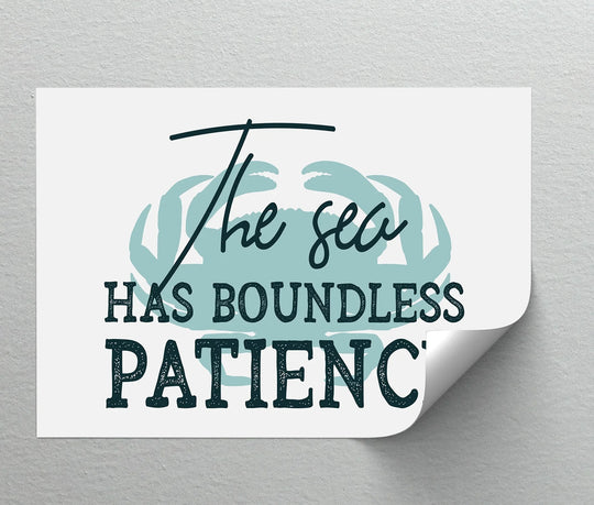 Textured surface of the Boundless Patience inspirational ocean quote canvas art prints reveals a subtly granular texture that enhances the print's visual depth.