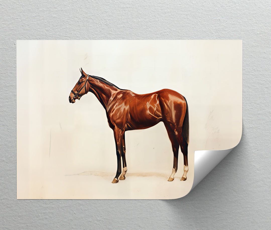 Chestnut Horse Portrait on Minimalist - Horse Canvas Print