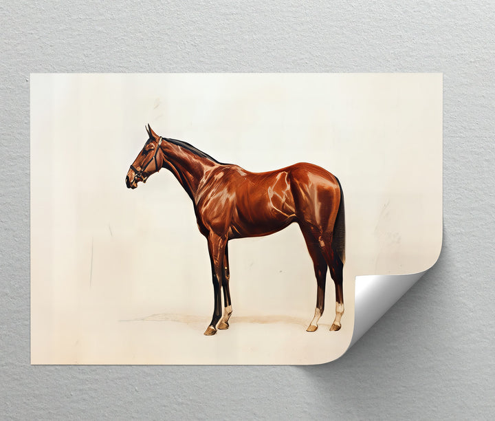 Chestnut Horse Portrait on Minimalist - Horse Canvas Print