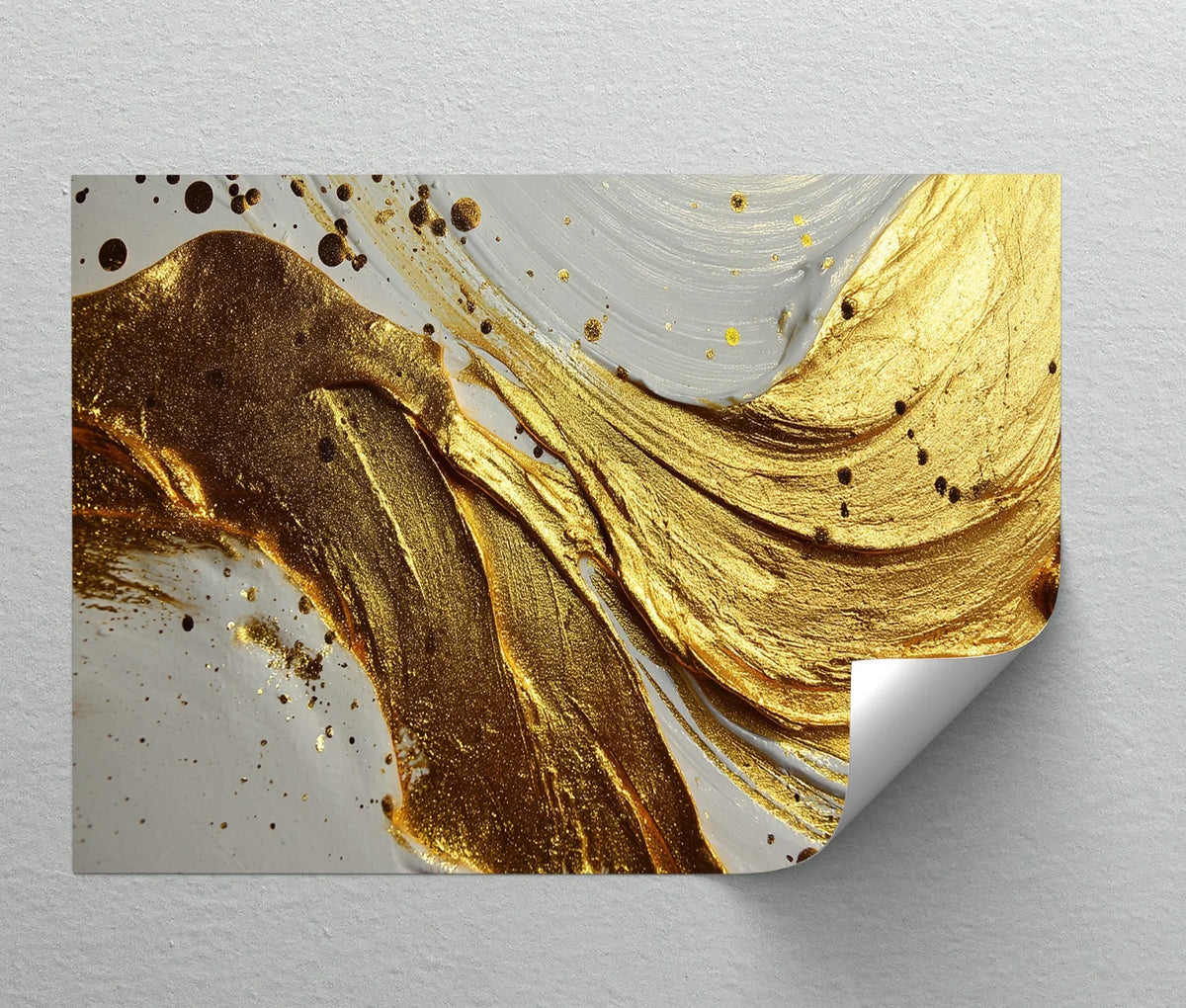 Metallic finish enhances this abstract canvas art prints, showcasing a bold liquid gold flow with luxe textures and modern appeal.