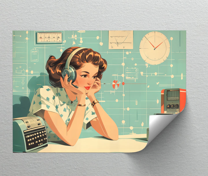 Atomic Signals – Retro Science Woman Canvas Print