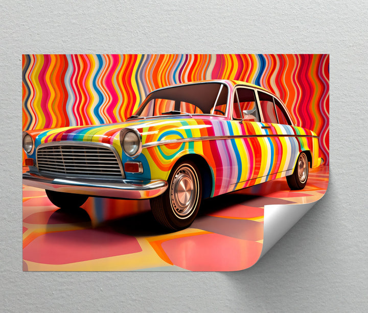 Groovy Wheels – Psychedelic Pop Art Car Canvas Print